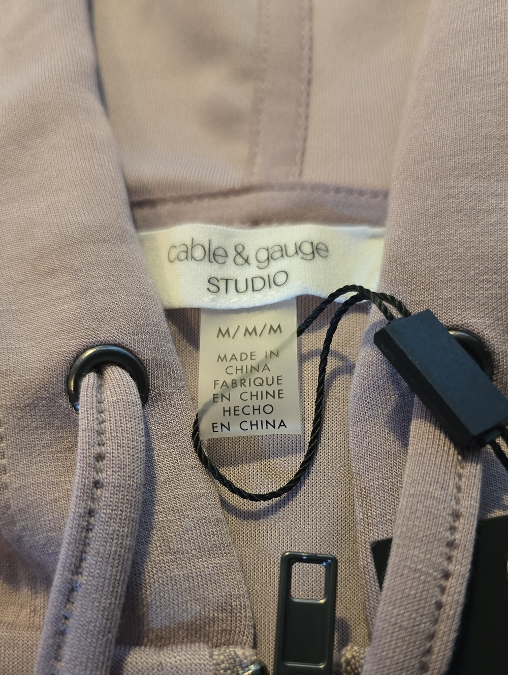 Cable & Gauge Yummy Studio Bi Level Lavender Zip-Front Hoodie Drawstring NEW M - Picture 7 of 11